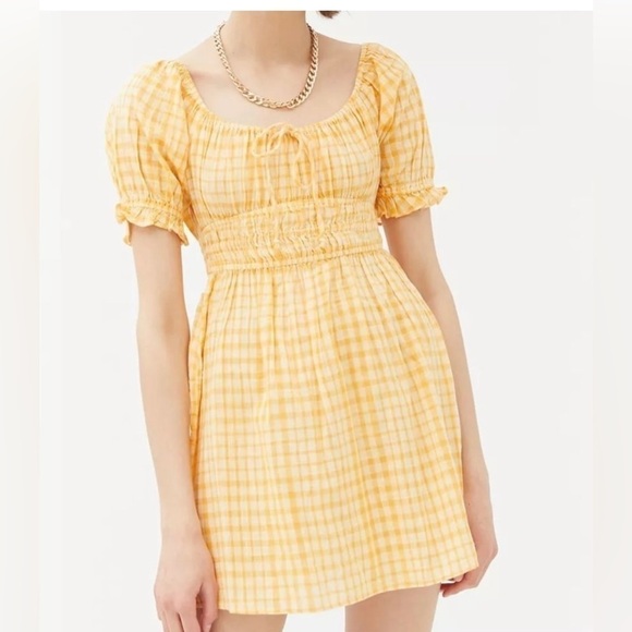 URBAN Outfitters Babydoll Gingham Print Mini Dress NWT - Picture 14 of 15